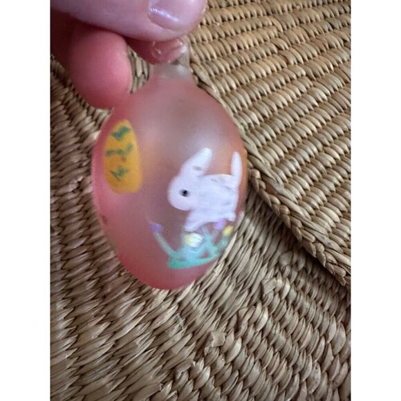 Vintage Hand-Painted Easter Egg Ornament – Bunny & Egg Design - Picture 3 of 6